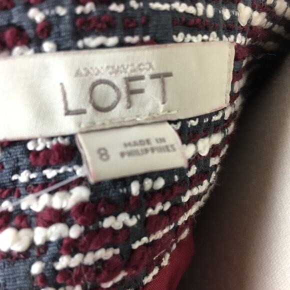 Loft  Gray & Maroon Tweed NWT Lined Mini Skirt 8 - Picture 6 of 7